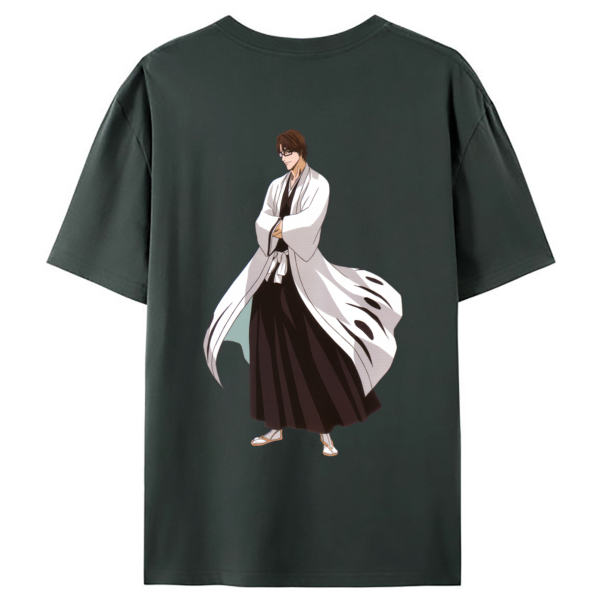 （画像用） ブリーチ 藍染 惣右介（あいぜん そうすけ） BLEACH Aizen Sousuke 綿100％ メンズ半袖Tシャツ（バックプリント） 通気性